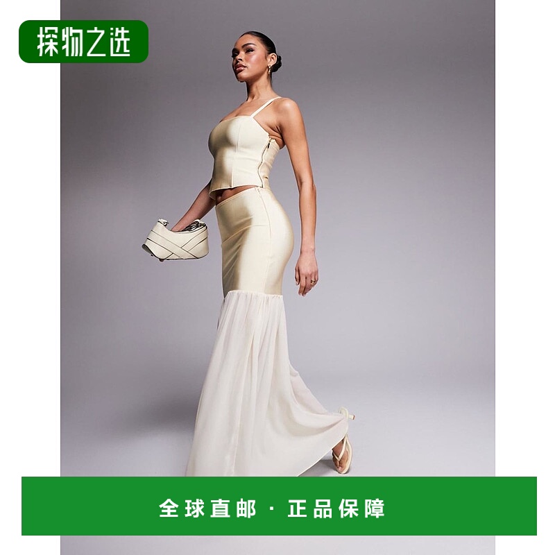 香港直邮ASOS 女士 co-ord 设计绷带收腰长款半身裙(buttermilk)