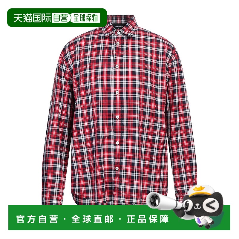 1h可退 香港直邮Dsquared2 二次方 男士 格纹衬衫 red红色 舒适时
