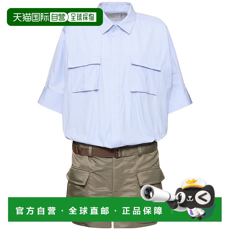 1h可退 香港直邮Sacai 女士 棉质府绸&尼龙斜纹迷你连衣裙