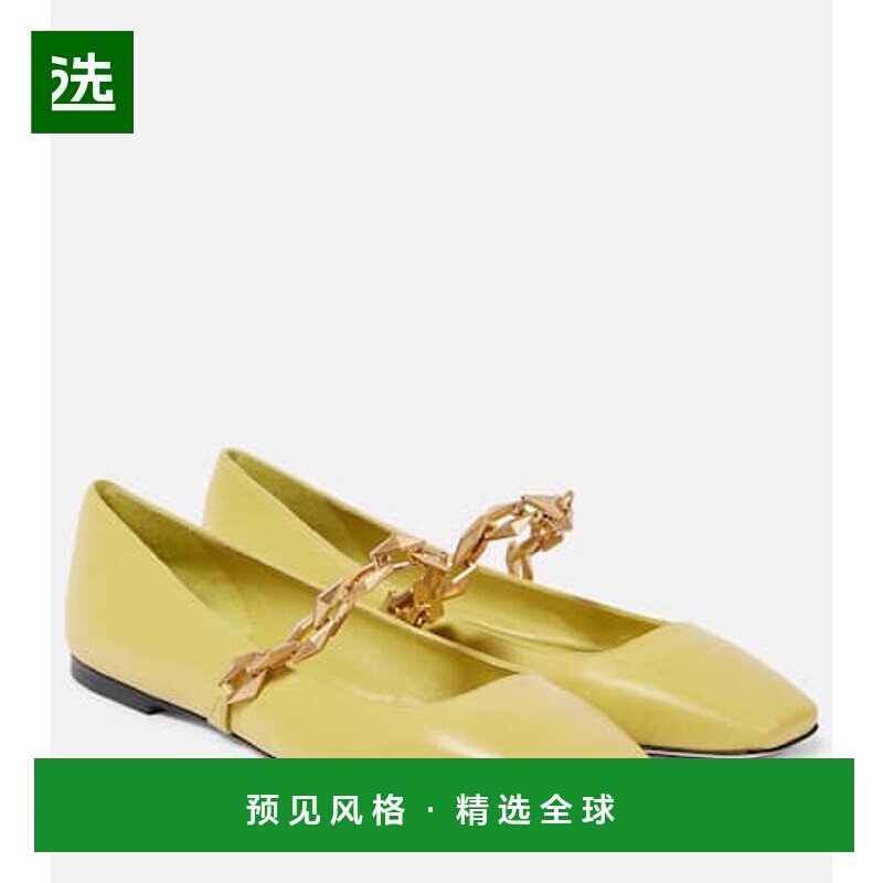 香港直邮Jimmy Choo 周仰杰 女士 Diamond Tilda 皮质芭蕾舞鞋