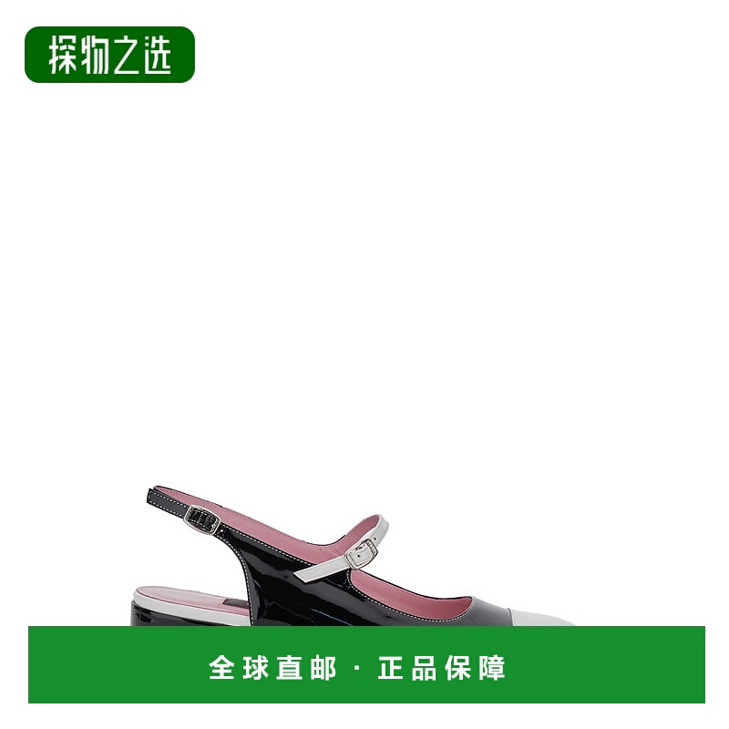1h可退 香港直邮Carel 女士 'Ischia' 黑色露跟可调节带状漆皮浅