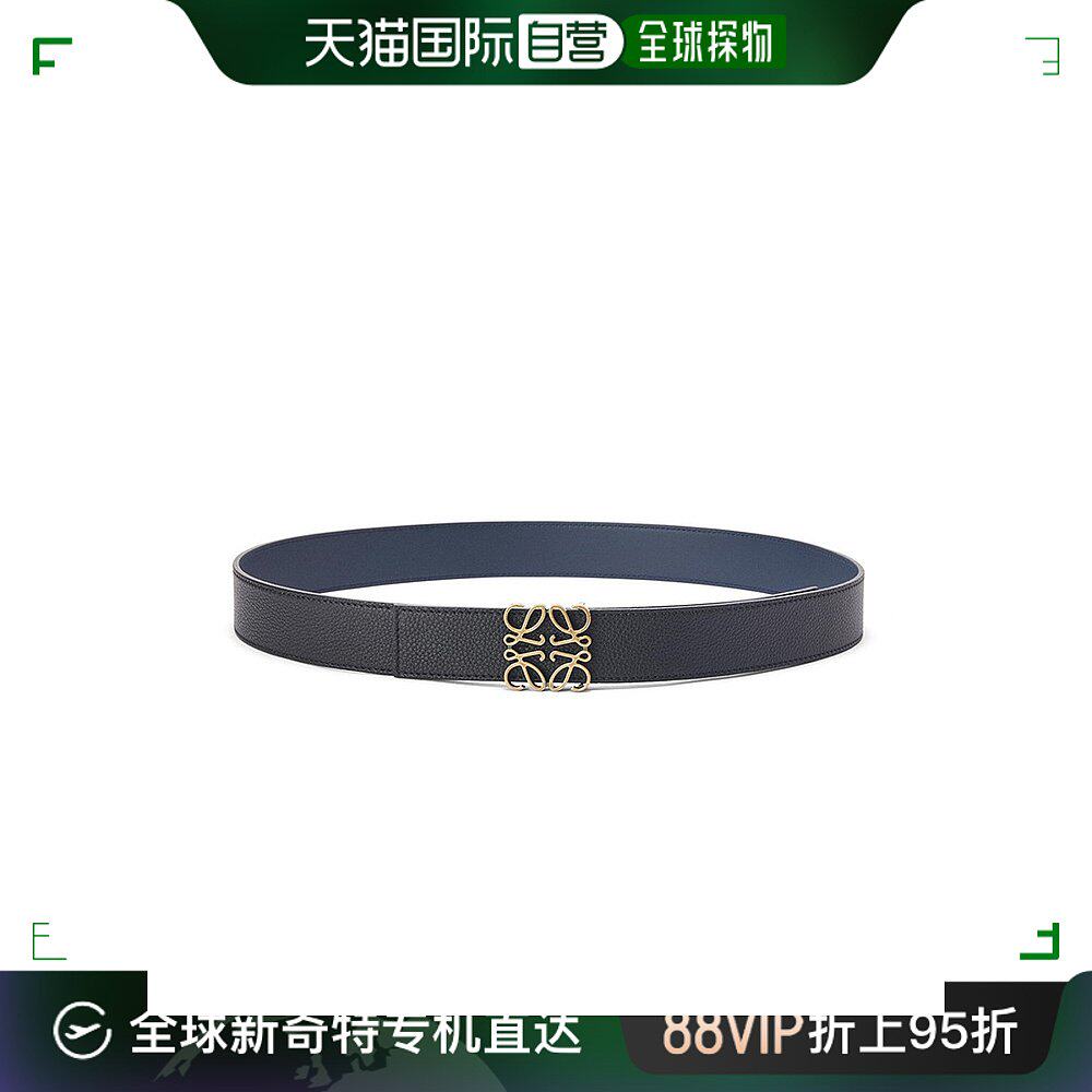 欧洲直邮loewe罗意威 23新款 女士黑/蓝色粒面牛皮革双面腰带35mm