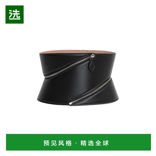 1h可退 香港直邮Alaïa 女士 拉链皮革束腰皮带 black黑色 舒适时