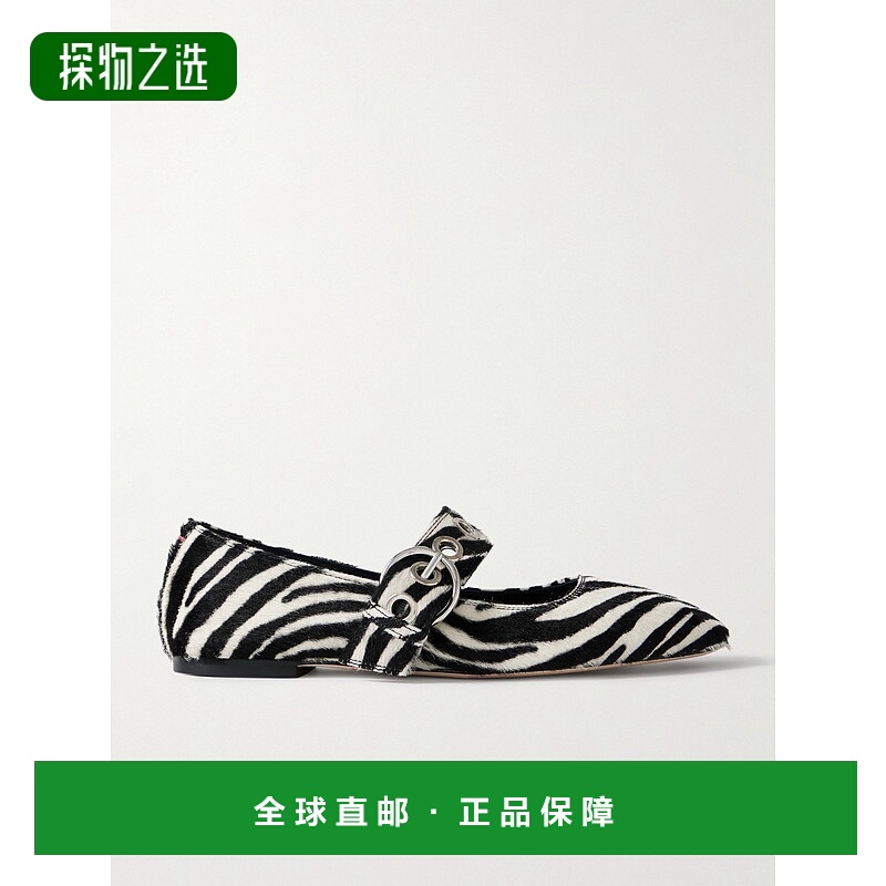 aeyde 女士 Uma 精饰斑马纹小马毛玛丽珍芭蕾舞鞋 A11FLR