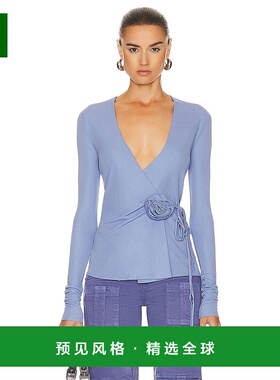 1h可退 香港直邮Blumarine 蓝色情人 女士 裹式长袖上衣 A322C239