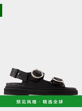 1h可退 香港直邮Ami Paris 男士 搭扣凉鞋 USV303AL0097 black黑