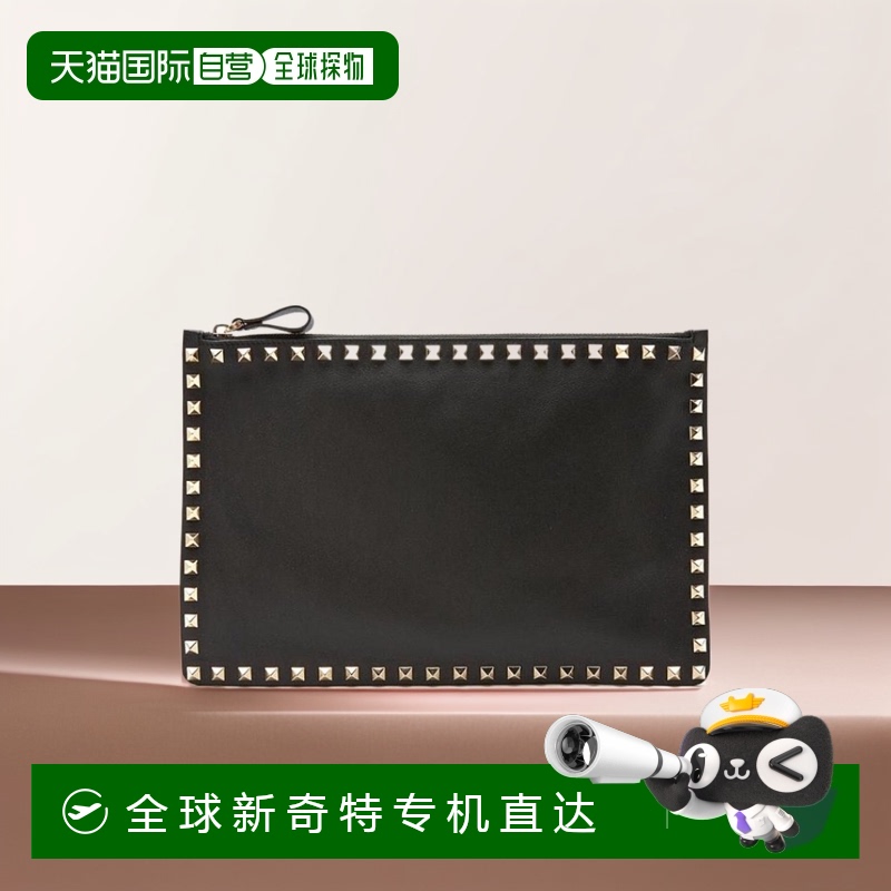 香港直邮Valentino 黑色拉链手拿包 WP0269BOL华
