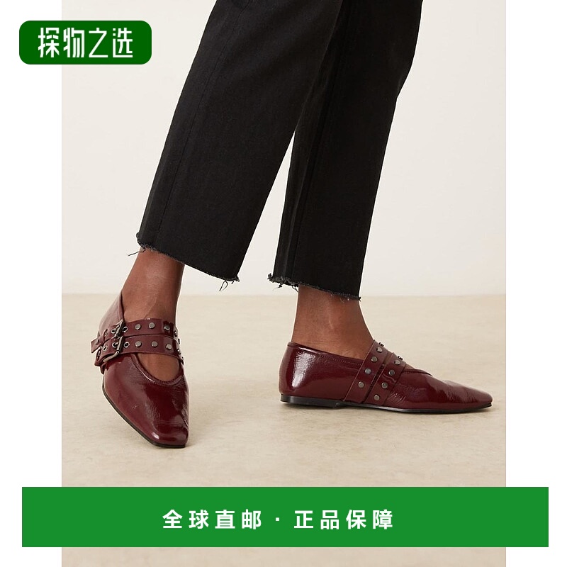 香港直邮ASOS 女士 Lava premium chisel 设计鞋头玛丽珍红色皮质