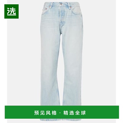 1h可退 香港直邮redone 女士 舒适短款直筒牛仔裤 blue蓝色 舒适