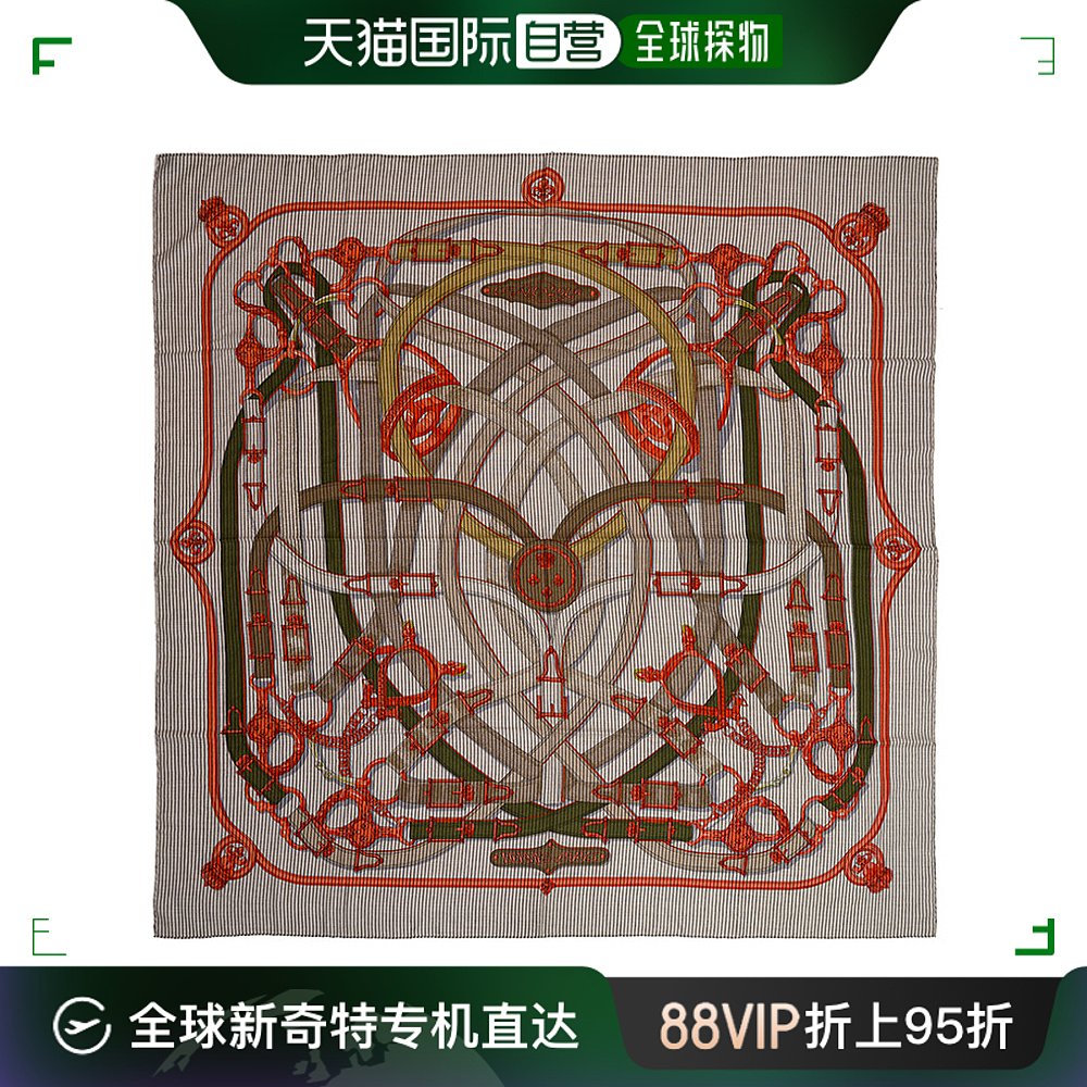 香港直发hermès爱马仕女士方形围巾灰色系印花羊绒真丝古典