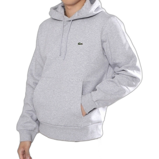 韩国直邮Lacoste连帽卫衣男女同款浅灰色徽标舒适时尚柔软保暖