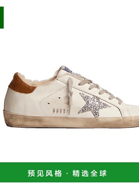 欧洲直邮GOLDENGOOSE/GGDB女士白色皮革蜥蜴纹路系带平底小脏