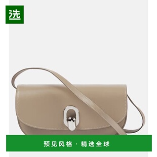 1h可退 香港直邮SAVETTE 女士 Tondo 新月形皮革肩包 beige米色