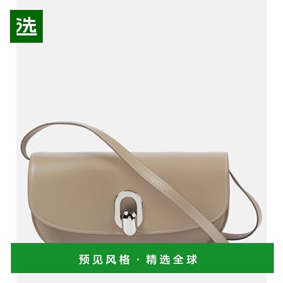 1h可退 香港直邮SAVETTE 女士 Tondo 新月形皮革肩包 beige米色