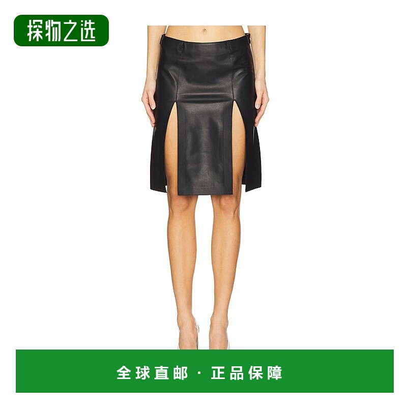 1h可退 香港直邮The Attico 女士 开衩设计皮革半身裙 250WCS0026