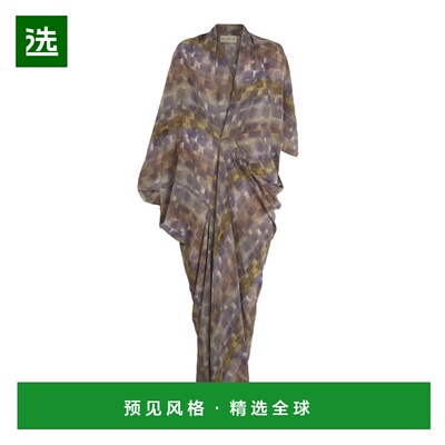 1h可退 香港直邮CORTANA 女士 Mayu 垂褶真丝长款连衣裙