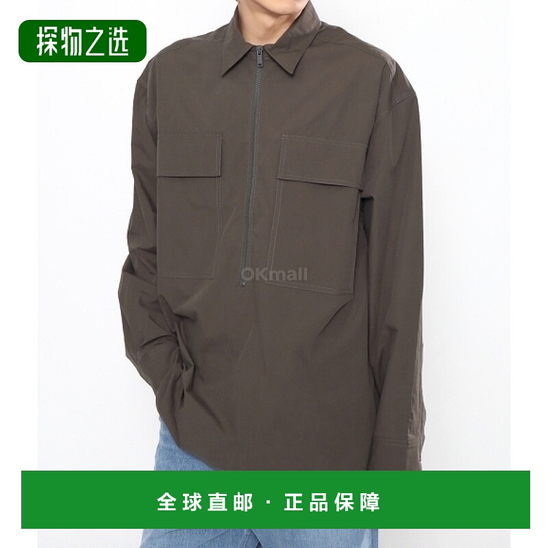 韩国直邮Studio Nicholson衬衫男款长袖翻领橄榄褐色休闲简约男装