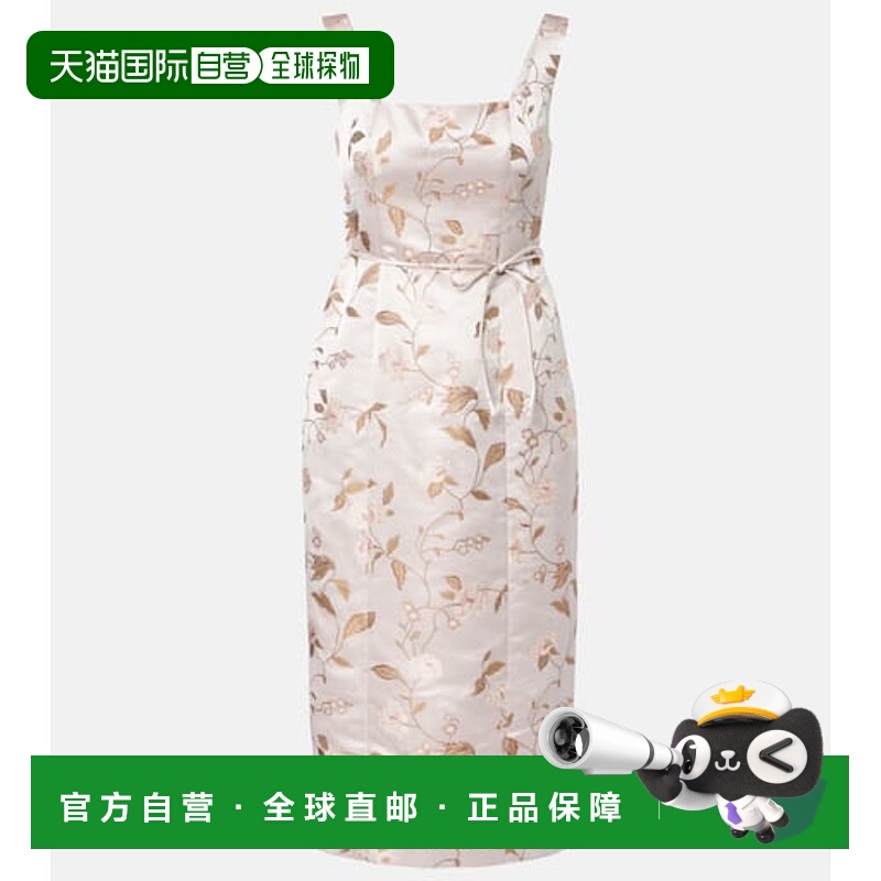 香港直邮Staud 女士 Zoe 花朵锦缎缎面中长连衣裙