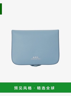 欧洲直邮APC 男士蓝色皮革钱包手拿包