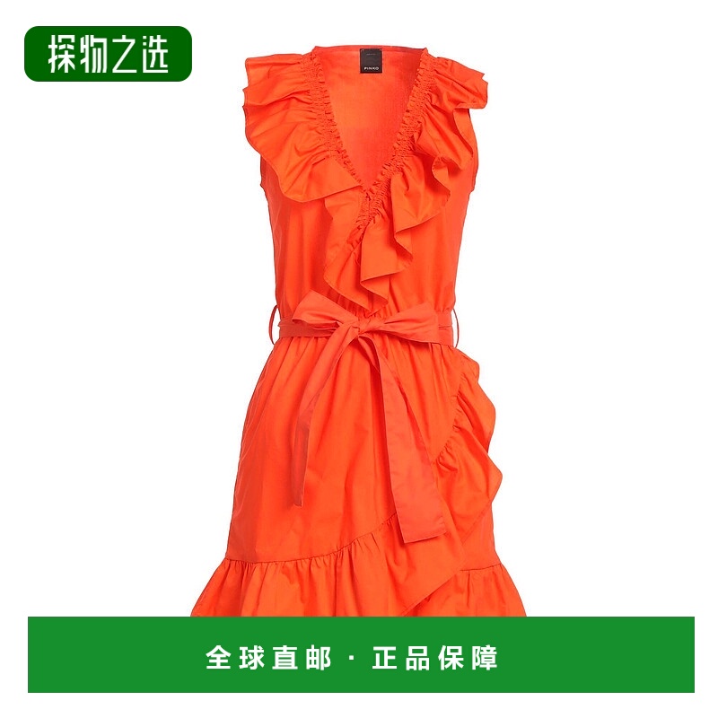 香港直邮Pinko 品高 女士 短款连衣裙 orange橙色 舒适时尚