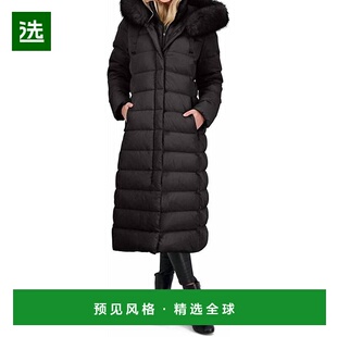 1h可退 【美国直邮】T Tahari Nelly 女士黑色长款羽绒服 保暖舒