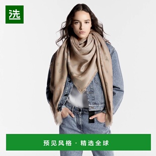 1h可退 欧洲直邮LV/路易威登 女士浅褐色丝绸/粘胶纤维围巾新款