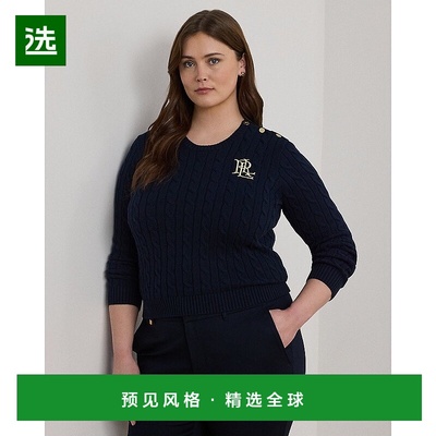 欧洲直邮RalphLauren拉夫劳伦 Lauren Woman纽扣棉质粗针织毛毛衣