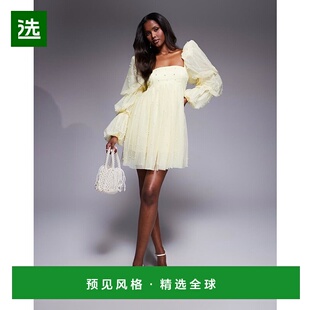 珍珠精饰连衣裙 1h可退 奢华薄纱娃娃装 女士 butter 香港直邮ASOS