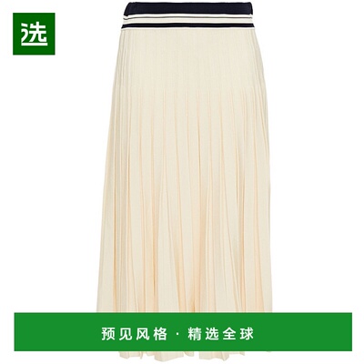 1h可退 香港直邮Tory Burch 托里·伯奇 女士 条纹褶裥罗纹针织中