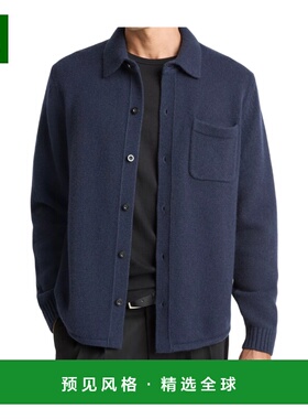 香港直邮VINCE 男士外套 M12126537A403 AW2025 蓝色 羊毛毛衣衬