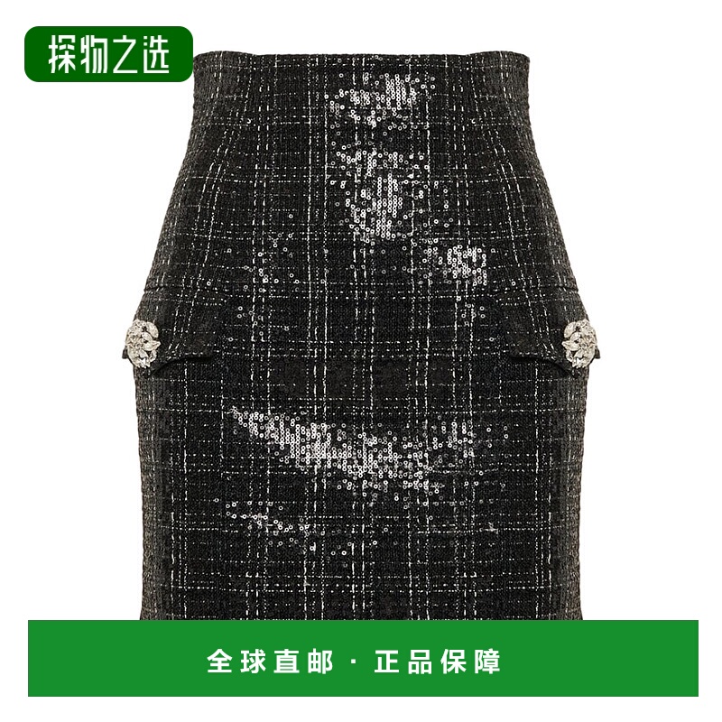 香港直邮Balmain 高腰半身裙 CF1LB031XI07a字裙