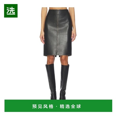 1h可退 香港直邮ST.AGNI 女士 Column 磨毛皮革半身裙 R26807BLK