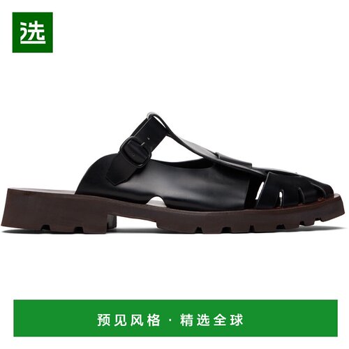 1h可退 香港直邮Hereu 男士 黑色 Canya Sport Leather 凉鞋 MFCA