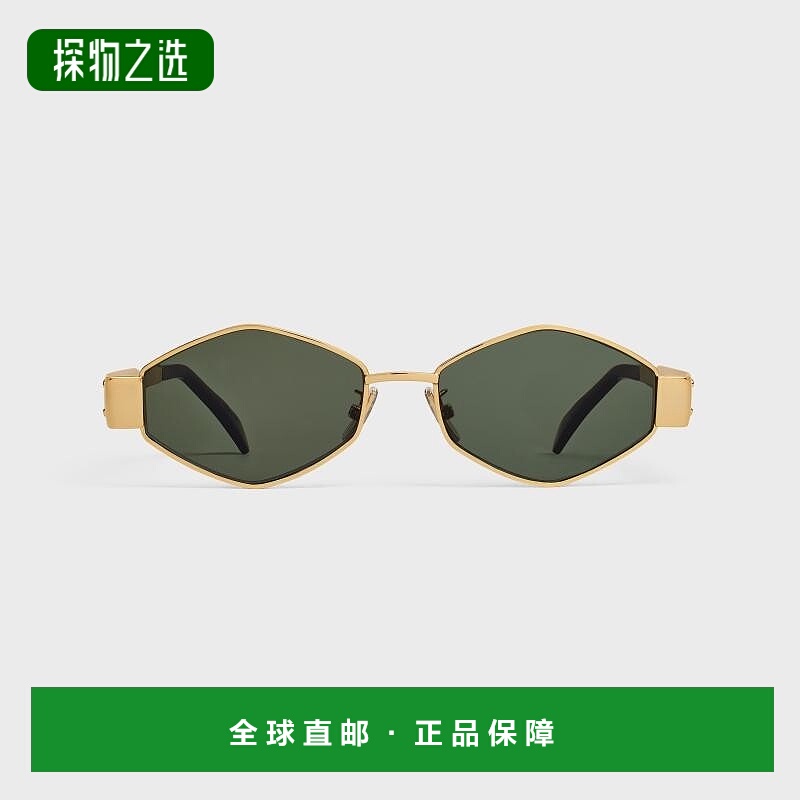 自营1h可退 欧洲直邮CELINE赛琳 女士棕色金属太阳镜正品百搭显脸