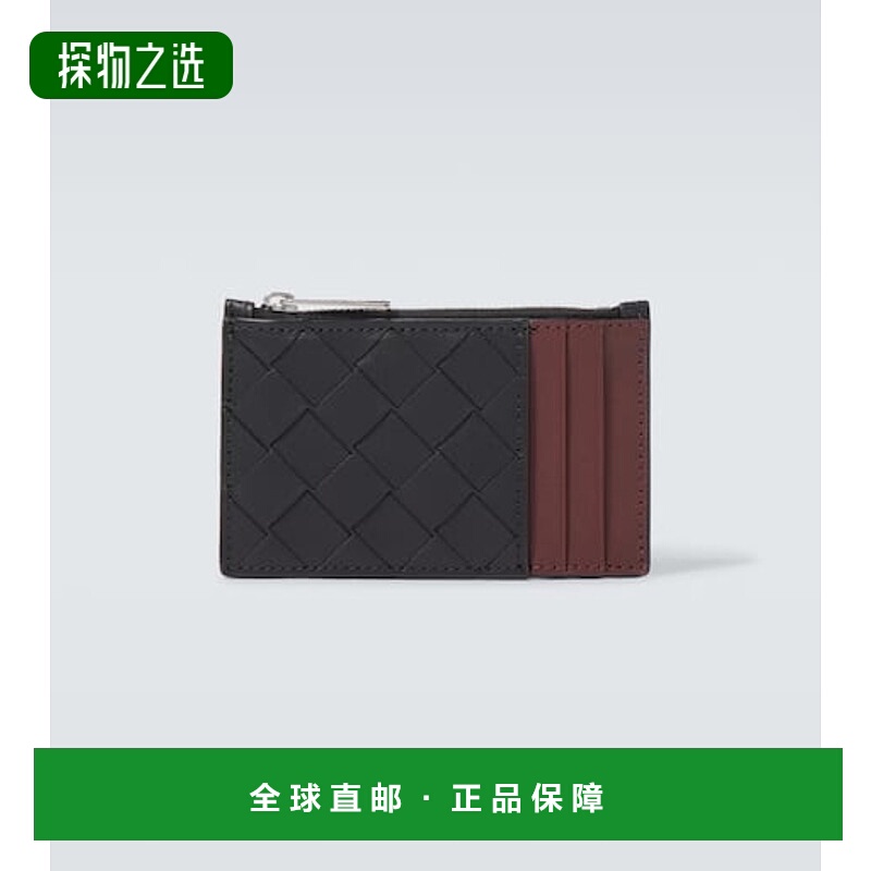 1h可退 香港直邮Bottega Veneta 葆蝶家 男士 编织拉链皮革卡套
