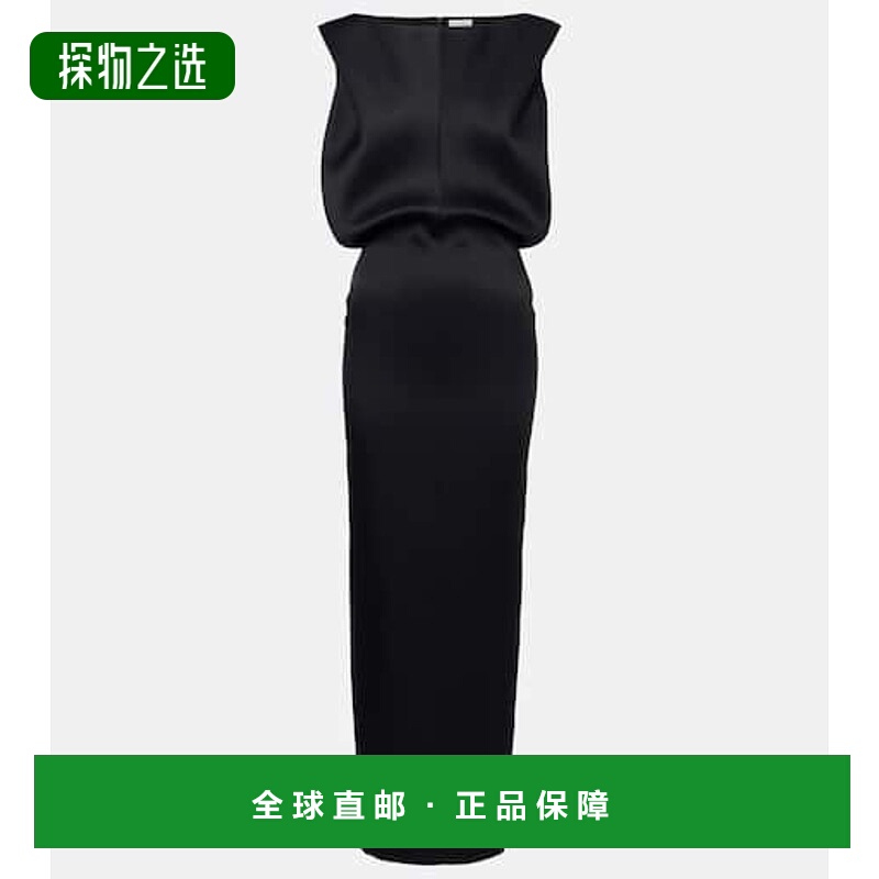 1h可退 香港直邮KHAITE 女士 Terran 缎面长款连衣裙 black黑色
