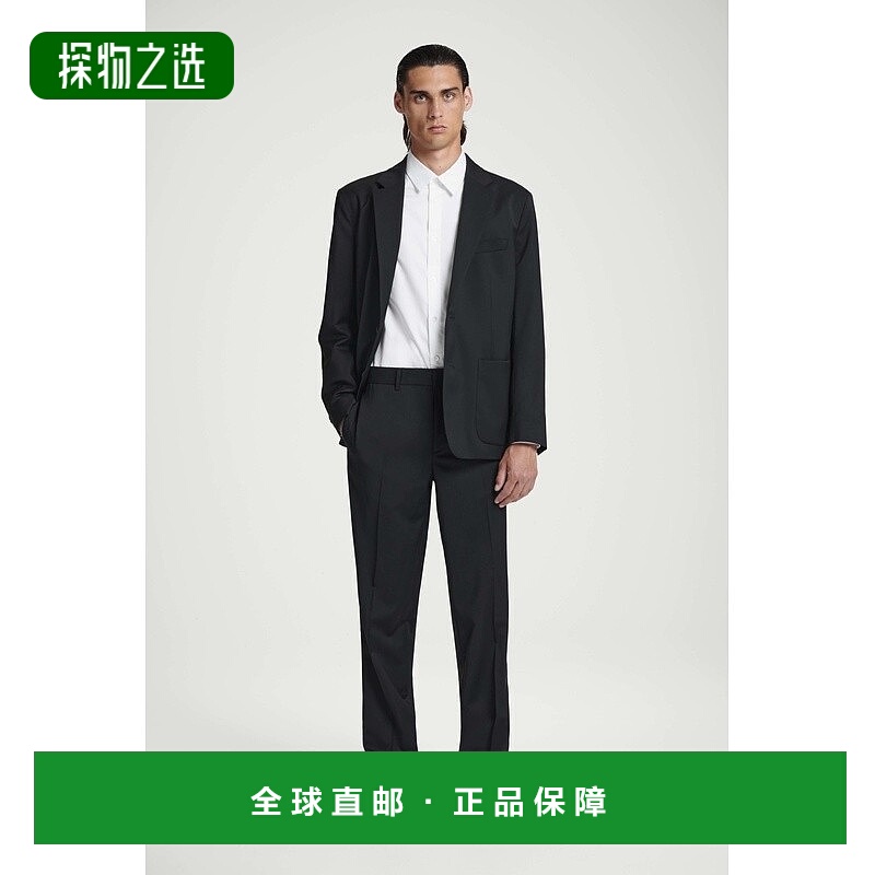 欧洲直邮COS 男士黑色羊毛休闲裤新款直筒裤