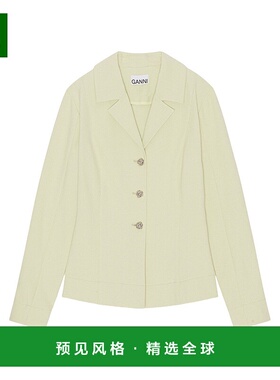 香港直邮Ganni 单排扣平驳领西装外套 F7832