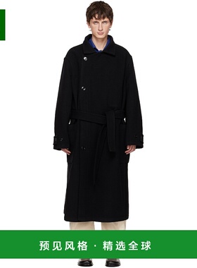 1h可退 香港直邮Lemaire 男士 黑色 Wrap 大衣 CO1037LF1116