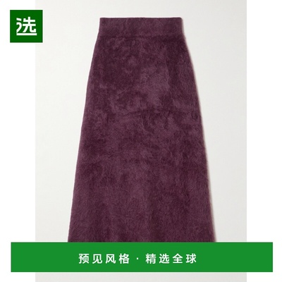 1h可退 香港直邮LISA YANG 女士 Asta 磨毛山羊绒中长半身裙 2023