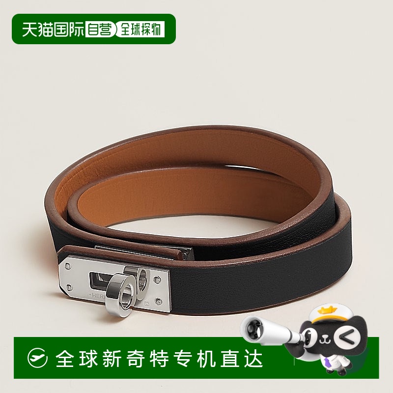 1h可退 欧洲直邮Hermes/爱马仕 女士黑色小牛皮Mini Kelly双圈手