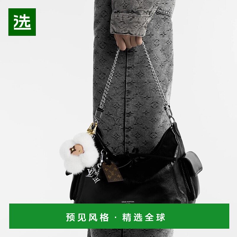 1h可退 欧洲直邮LV/路易威登 女士白色皮革/金属钥匙扣/包袋挂饰