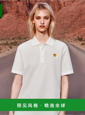香港直邮Versace 刺绣短袖Polo衫 10084921A060711W000范思哲