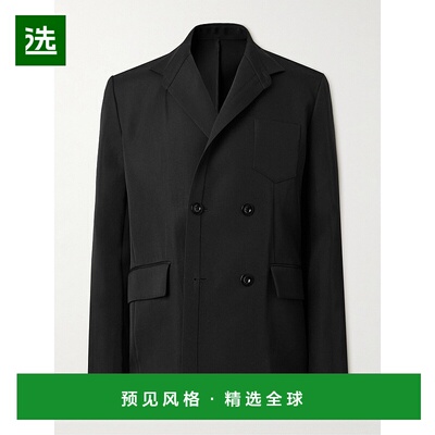 1h可退 香港直邮Sacai 男士 双排扣真丝棉混纺西装外套 2503681M0