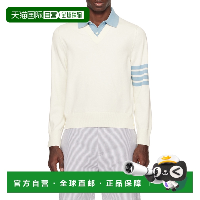 香港直邮Thom Browne 4-Bar 针织长袖 Polo 衫 MKP115AY3036翻领