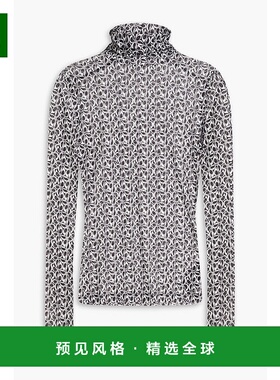 1h可退 香港直邮Maje 女士 印花网纱高领上衣 MFPTS00828NOIRBLAN