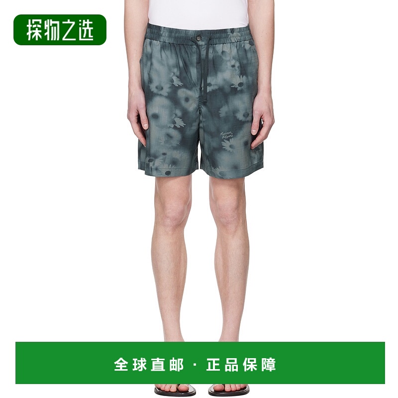 1h可退 香港直邮MAISON KITSUNE 男士 蓝色 Elasticated 短裤 OM0