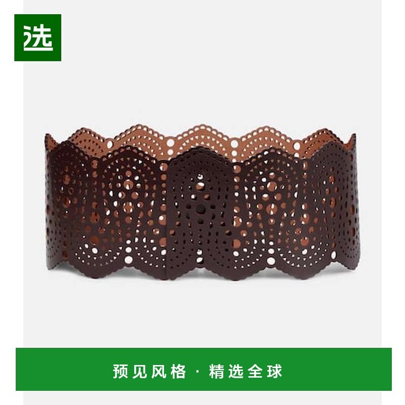 1h可退 香港直邮Ala&iuml;a 女士 皮革束腰皮带 brown棕色 舒适时尚