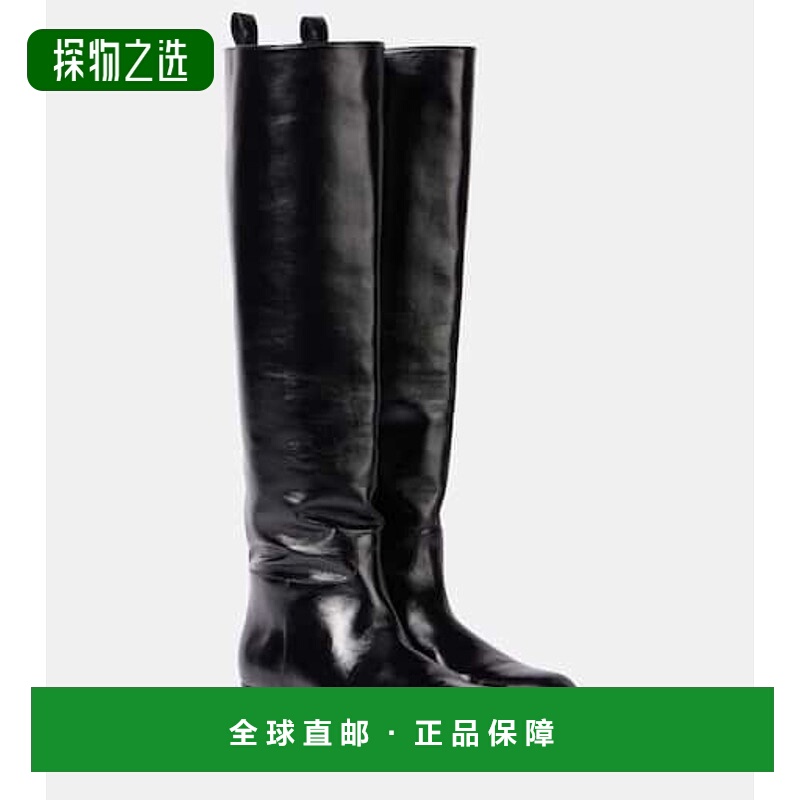 香港直邮KHAITE 女士 Colt 皮质及膝靴子 black黑色 舒适时尚