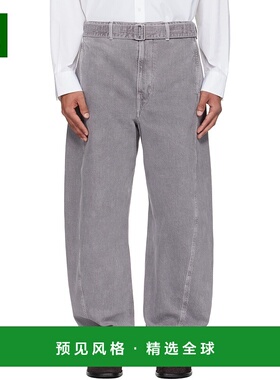 香港直邮Lemaire 男士 灰色 Twisted Belted 牛仔裤 PA326LD1062